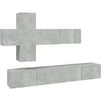 vidaXL 7-tlg. TV-Schrank-Set Betongrau Holzwerkstoff