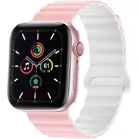 IMoshion Magnetisches Silikonarmband für Apple Watch | 44/45/46/49 mm - Rosa & Weiß
