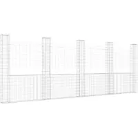 vidaXL Gabionenkorb U-Form mit 5 Säulen Eisen 500x20x200 cm