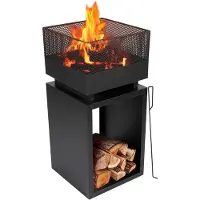 Bbq collection Terrassenofen mit Schornstein – Feuertonne mit Funkenschutz für Terrasse & Garten – Kohlenstoffstahl Feuerkorb, Feuertonne & Outdoor Feuerstelle
