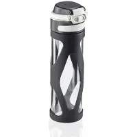 Leifheit Glas Flip Trinkflasche, 600 ml 3254 , Farbe: schwarz