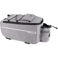 Dunlop Fahrradtasche für Gepäckträger 7 Liter - Kühltasche - Klettverschluss - mit Zusätzlichen Staufächern und Flaschenhalter - Isolierte Innenschicht - mit Schulterriemen - Grau
