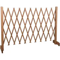 24hShop - Hundezaun ausziehbar - 30 bis 117 cm - Naturholz - 90 cm Höhe - Für Treppen oder Türen - Sicherheitsgitter & Absperrung - Kompakt & verstellbar