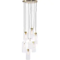 QAZQA - Art Deco Art-Deco-Hängelampe I Pendellampe I Pendelleuchte Gold I Messing mit Glas 7-flammig - Laura I Wohnzimmer I Schlafzimmer - Rund - LED geeignet E27