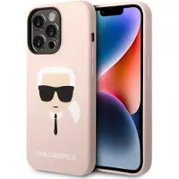 Karl Lagerfeld Karl's Head Liquid Silikonhülle MagSafe iPhone für das 14 Pro - Rosa