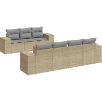 vidaXL 8-tlg. Garten-Sofagarnitur mit Kissen Beige Poly Rattan