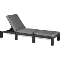 Allibert by KETER Keter Daytona Deluxe Sonnenliege für Garten, Terrasse & Balkon mit verstellbarem Kopfteil, grau, inkl. Auflage