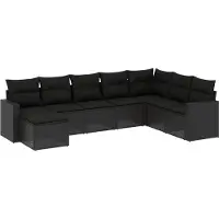 vidaXL 8-tlg. Garten-Sofagarnitur mit Kissen Schwarz Poly Rattan