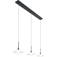 Steinhauer Pendelleuchte Tallerken 3-flammig Leuchte schwarz matt / Glas weiß matt / Transparent matt 108x18cm