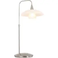 Steinhauer Tischleuchte Tallerken 1-flammig Silber Matt/ Weiß 27x18cm