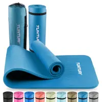 Tunturi Dicke NBRmatte 15mm - Rutschfest Gymnastikmatte - Mit Tragetasche - Für Yoga und Pilates - Sportmatte 180x60x1,5cm -Schadstofffrij - Besonders komfortabel - Petrolblau