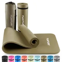 Tunturi Dicke NBRmatte 15mm - Rutschfest Gymnastikmatte - Mit Tragetasche - Für Yoga und Pilates - Sportmatte 180x60x1,5cm -Schadstofffrij - Besonders komfortabel - Armeegrün