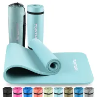 Tunturi Dicke NBRmatte 15mm - Rutschfest Gymnastikmatte - Mit Tragetasche - Für Yoga und Pilates - Sportmatte 180x60x1,5cm -Schadstofffrij - Besonders komfortabel - Hellblau