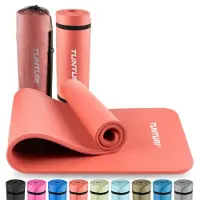 Tunturi Dicke NBRmatte 15mm - Rutschfest Gymnastikmatte - Mit Tragetasche - Für Yoga und Pilates - Sportmatte 180x60x1,5cm -Schadstofffrij - Besonders komfortabel - Roségold