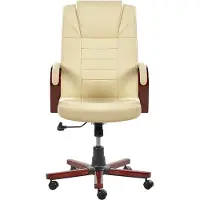 Beliani Bürostuhl Beige Echtleder Massagefunktion Heizfunktion höhenverstellbar Büro Arbeitszimmer modern
