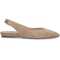 Manfield Beigefarbene Veloursleder-Ballerinas mit Knöchelriemchen | Größe 37