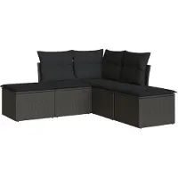 vidaXL 5-tlg. Garten-Sofagarnitur mit Kissen Schwarz Poly Rattan