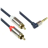 GOOD CONNECTIONS Audio Anschlusskabel High-Quality 3,5mm, Klinkenstecker rechts abgew. an 2x RCA Stecker, Vollmetallg