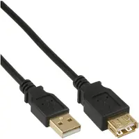 InLine USB 2.0 Verlängerung, ST / BU, Typ A, schwarz, Kontakte gold, 5m