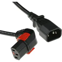 ACT 230V Powercord C14 to C13 (down angled) lockable, black, 1 meter