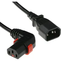 IEC LOCK 230V Powercord C14 to C13 (right angled) lockable, black, 1 meter