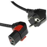 ACT 230V Powercord CEE 7/7 male(angled) to C13 (down angled) lockable, black, 1 meter
