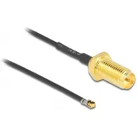 DeLOCK Antennenkabel RP-SMA Buchse zum Einbau zu MHF 4L LK Stecker 1.37 20 cm Gewindelänge 10 mm