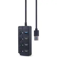 Gembird UHB-U3P1U2P3P-01, USB 2.0 Type-A, 5000 Mbit/s, Schwarz, 0,25 m, 5 V, 46 mm