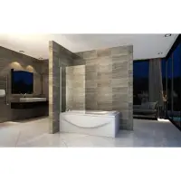 Aloni Badewannenaufsatz mit Seitenwand Duschabtrennung Badewanne Duschwand Glaswand Faltbar 70 x 140 cm 6 mm