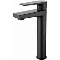 Aloni erhöhte Waschtischarmatur schwarz matt aus Messing für große Waschbecken modern Design mit Strahlregler