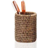 DECOR WALTHER Zahnputzbecher Basket Rund Ratan Dunkel