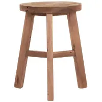 MUST Living Hocker Stool Round aus Teakholz, massiver Stil, natur, rund, für Indoor, 3 Beine