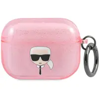 Karl Lagerfeld , Cover für Airpods Pro Glitter Chic aus TPU Hohe Qualität, Rosa