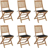 vidaXL Klappbare Gartenstühle 6 Stk. mit Kissen Massivholz Akazie