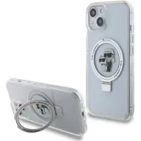 Karl Lagerfeld Karl & Choupette Hard Case Back Cover Ringstand MagSafe für das iPhone 15 - Transparent