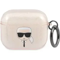 Karl Lagerfeld Fall Glitter Karl's Kopf Na Airpods 3 - Złote
