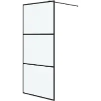 vidaXL Duschwand für Begehbare Dusche Schwarz 90x195cm Matt ESG-Glas