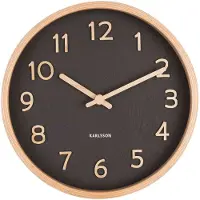 Karlsson - Wanduhr Pure Wood - Schwarz - Ø22cm