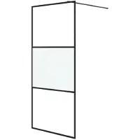 vidaXL Duschwand für Begehbare Dusche Schwarz 90x195cm Halbmatt ESG