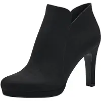 Tamaris Stiefelette , Damen, Gr. 39, Textil, schwarz, Veloursleder, unifarben, Schuhe Stiefelette, Ankleboots, High-Heel-Stiefelette mit Trichterabsatz, Topseller