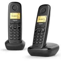 Gigaset A170 Duo, Analoges/DECT-Telefon, Kabelloses Mobilteil, 50 Eintragungen, Anrufer-Identifikation, Schwarz