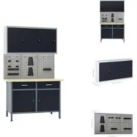 vidaXL Werkbank mit 3 Werkzeugwänden und 1 Wandschrank - Werkbänke