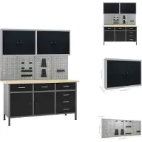 The Living Store Werkbank mit 4 Werkzeugwänden und 2 Wandschränken