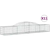 vidaXL Gabionen mit Hochbogen 11 Stk. 300x50x40/60 cm Verzinktes Eisen