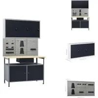 vidaXL Werkbank mit 3 Werkzeugwänden und 1 Wandschrank - Werkbänke