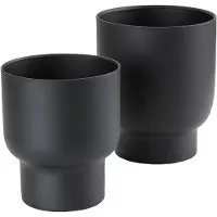 House Nordic | 2er Set Blumentöpfe Fulda Schwarz Metall 16x16x19 cm | NADUVI