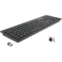 DeLOCK USB Tastatur 2,4 GHz kabellos schwarz - Lautlos, Volle Größe (100%), Kabelgebunden, USB, QWERTZ, Schwarz