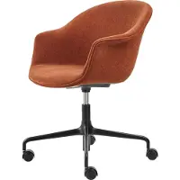 Gubi - Bat Meeting Stuhl Vollpolsterung, schwarz / Dedar Rot (Belsuede Special 133)