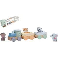 Jouéco Holz-Eisenbahnset Wildies Family mit Tieren - nachhaltiges Spielzeug