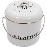 Intirilife Komposteimer Biomülleimer aus Eisen für die Küche - 21.5 x 19 x 20.5 cm - 3 Liter Füllmenge - Behälter für Müll Bioabfall Kompost inkl. 1 Kohlefilter geruchsdicht mit Schwenkgriff